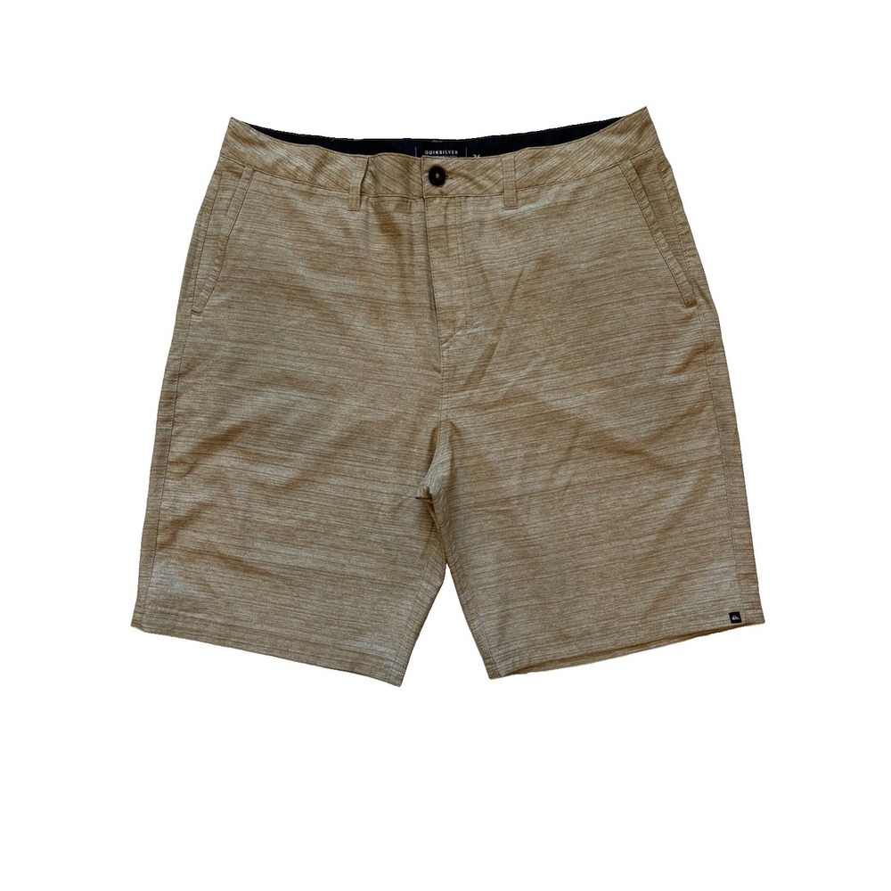 Quicksilver Amphibian Shorts Men's 36 Tan Hybrid Surf Board Shorts Swim Y2K Walk